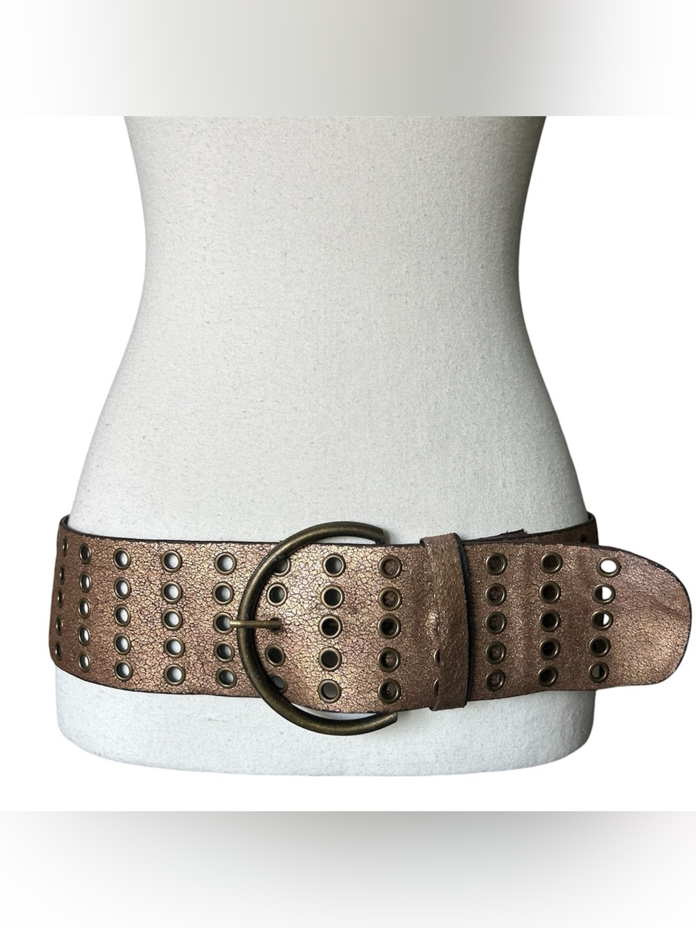 Y2K Style Bronze/Brown Studded Chunky “O” Ring Belt